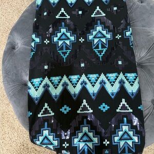 Express Black and Blue Geometric Pencil Skirt